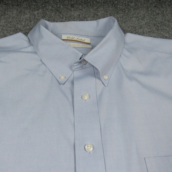 Roundtree Yorke Shirt Men 19 34 Big Gold Label Blue Button Down Flawed - Picture 1 of 13